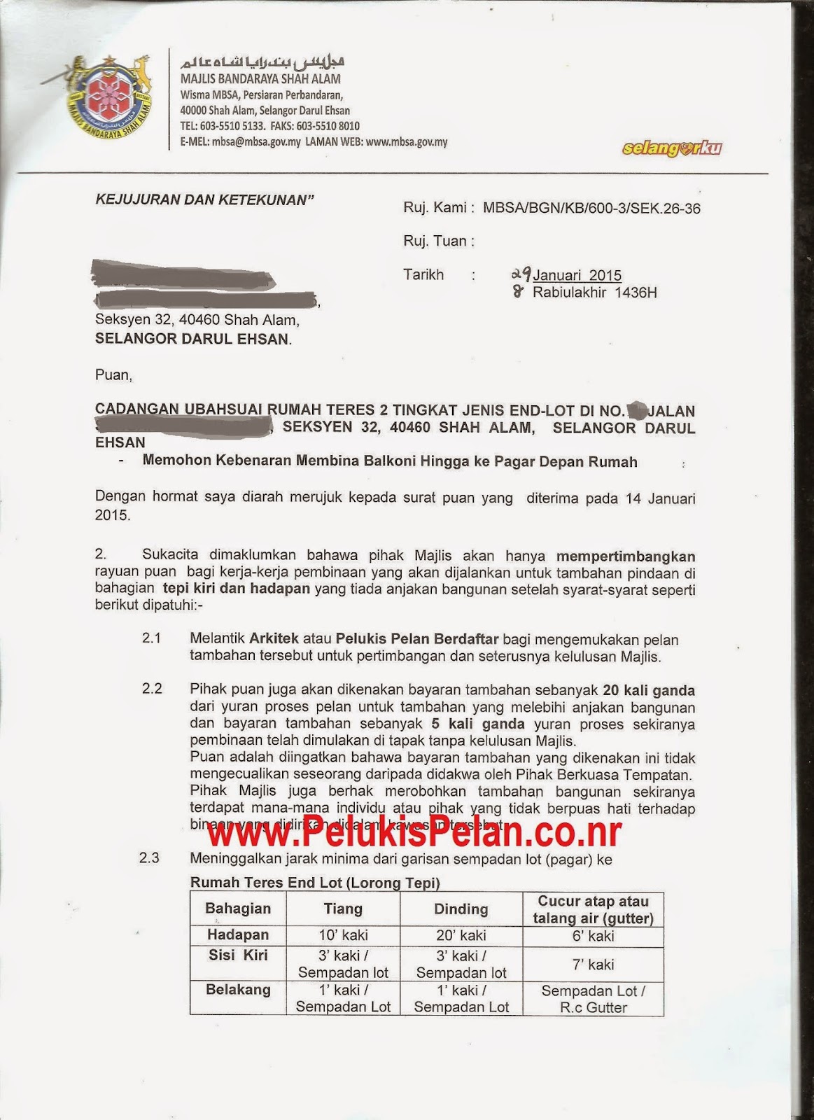 Surat Rasmi Rayuan Pengurangan Saman - Rasmi V