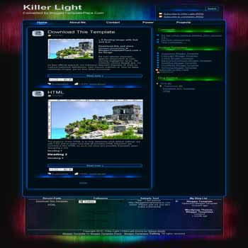 free Killer Light blogger template converted from wordpress theme to blogger template with 4 column footer blogger template