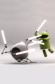 6 Wallpaper Android Terbaik 2013 (HD) 3D-android-apple-light-saber-fight