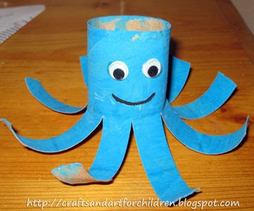 Craft Ideas  Toilet Paper Rolls on Octopus Craft With My Son Using An Empty Toilet Paper Roll He Painted