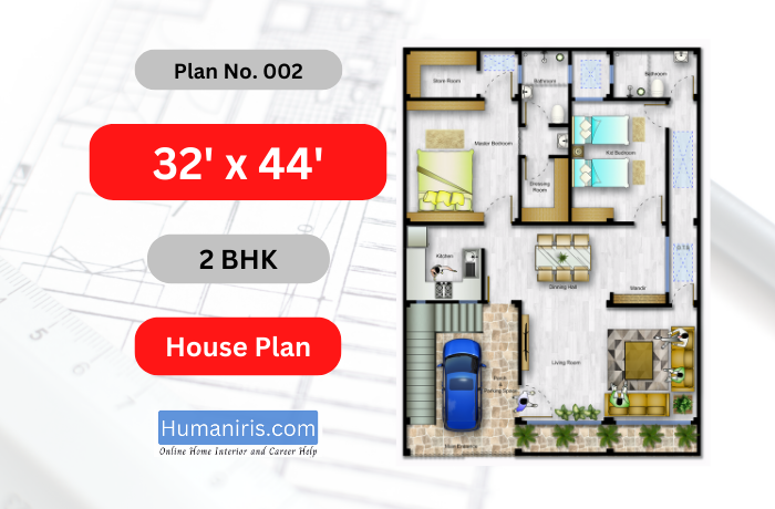 32' x 44' East Facing House Floor Plan As Per Vastu Shastra