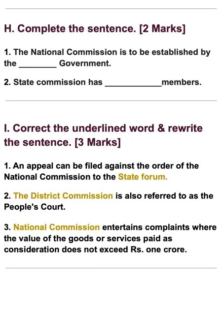 OCM Test No. 7. Class: 12th Standard Maharashtra Chapter 7: Consumer Protection.