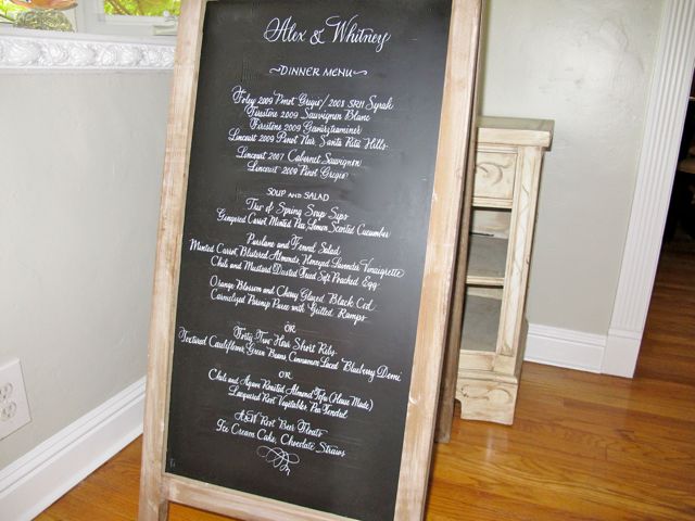 Writing a menu on chalk board Last week I did one in chalk or rather white