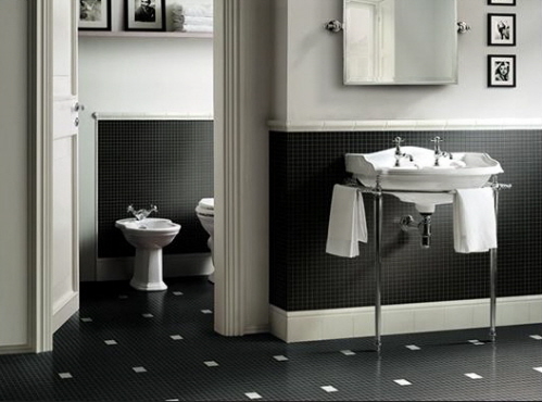 black white bathroom tiles 2017  Grasscloth Wallpaper