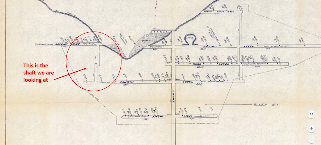 Mine diagram of the shafts and drifts of the Betty Lee Mine