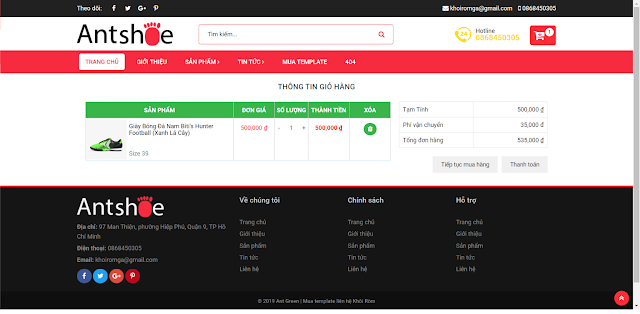 Ant Shoe Shop Responsive Blogger Template là giao diện bán hàng blogspot cao cấp có chức năng chọn size phù hợp cho bán quần áo, giày dép ...