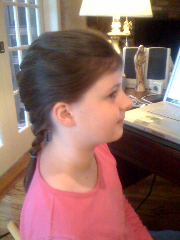 Here is the finished French Braid With her beautiful chocolate brown hair 