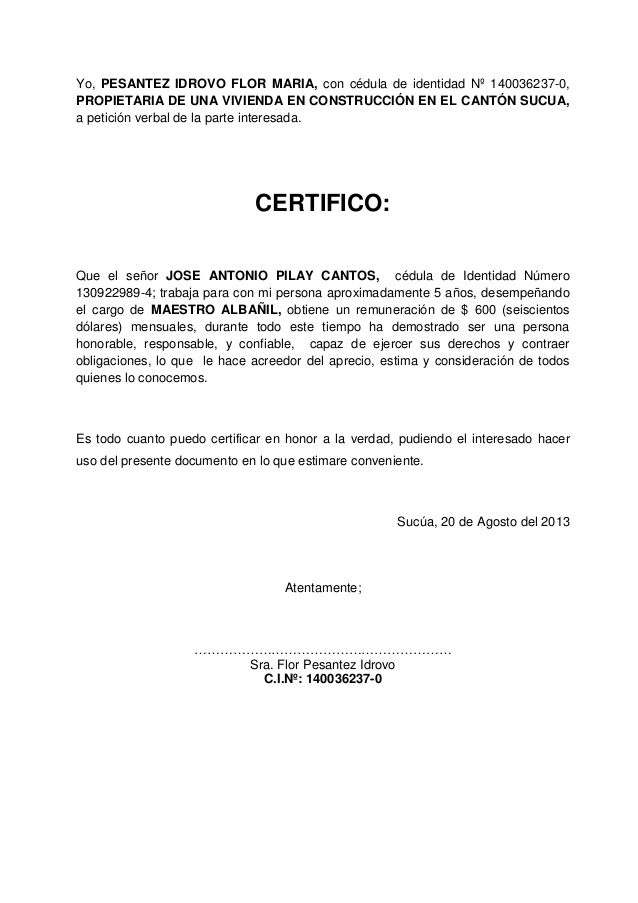 Certificado de Trabajo  Ecuador Noticias  Noticias de 