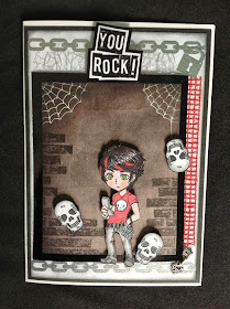 skulls chains rock grunge teenager character stamp