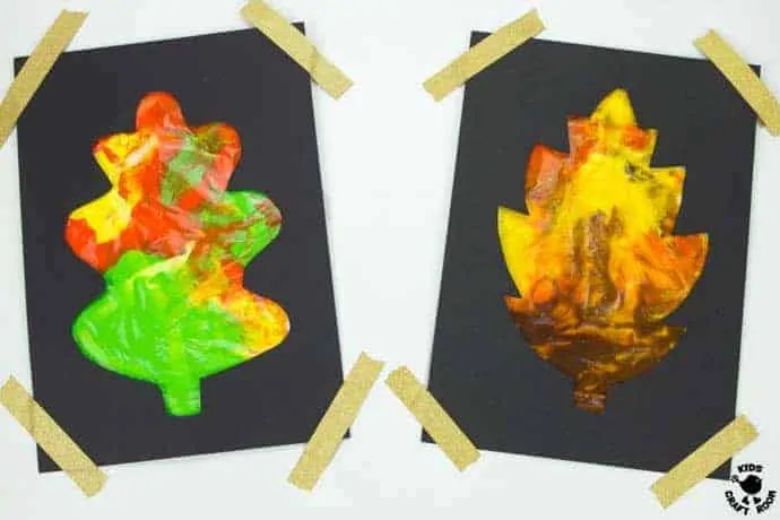 Mess free leaf painting for toddlers and preschoolers