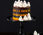 Halloween Chocolate Orange Layer Cake with Meringue Ghosts 👻