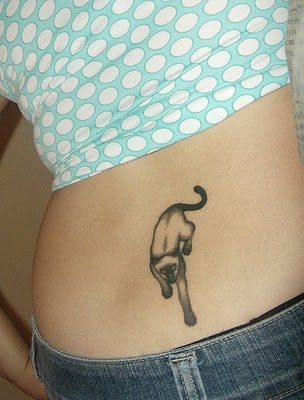 Lower Back Tattoo for Girls cat Tattoo