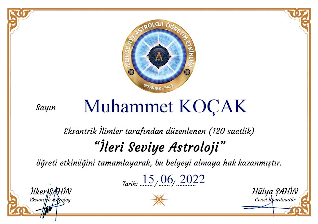 Advanced level astrology education Astrologer Muhammet Koçak