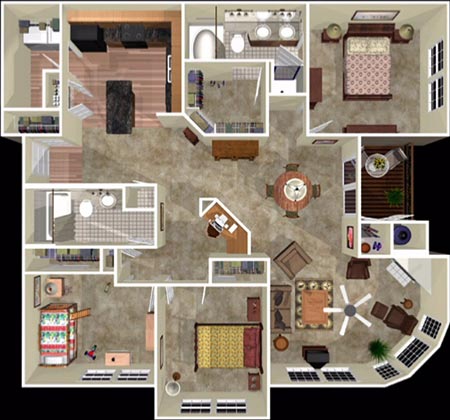 1 Bedroom Apartment House Plans