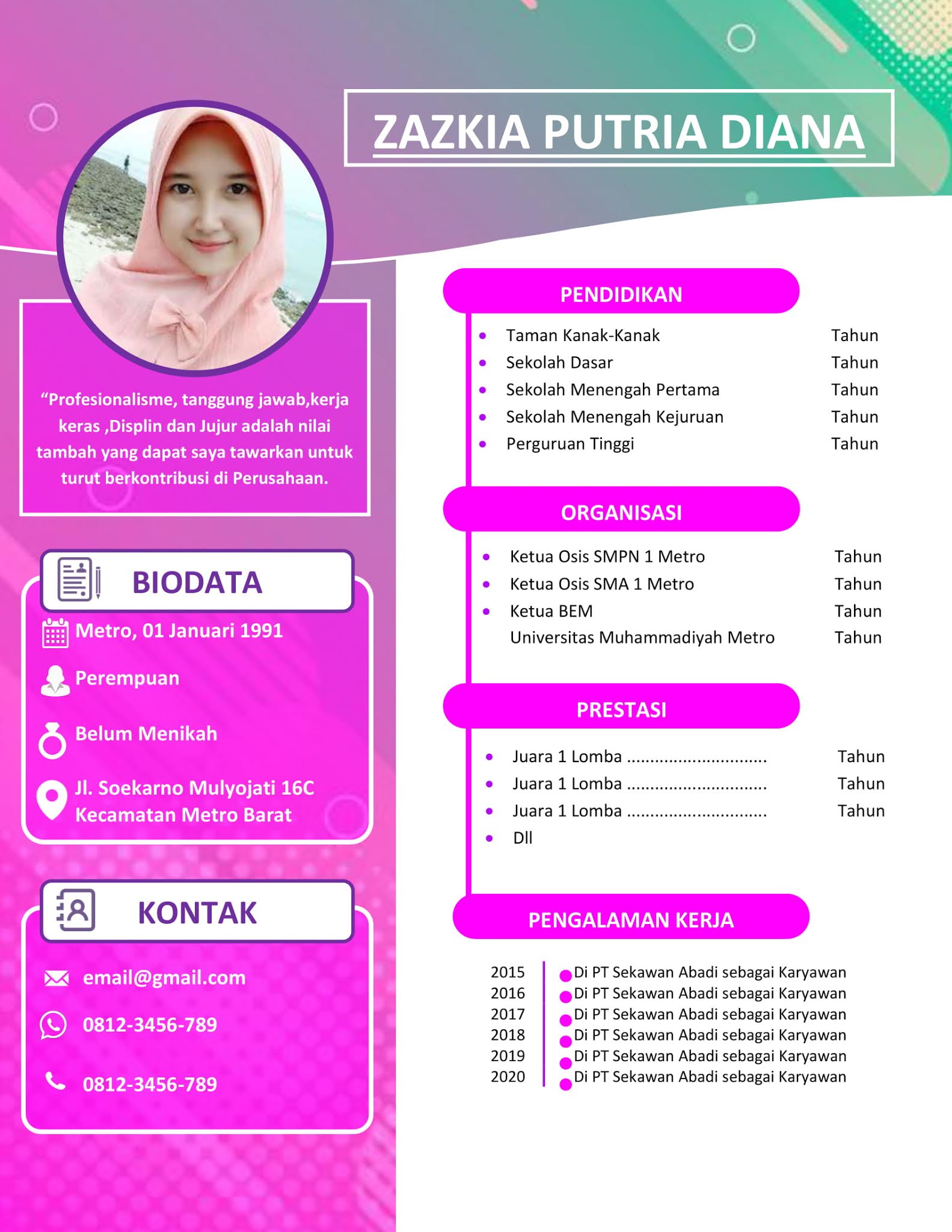  Cara  Buat  Cv Malaysia CV for Haura Work Resume  