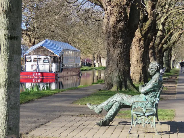 Statue of Patrick Kavanagh on the Grand Canal in Dublin in April