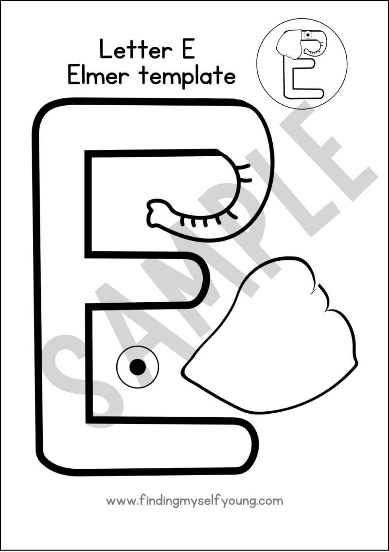 Elmer letter E template.