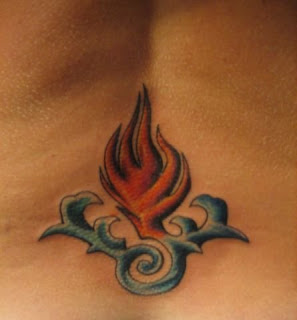 water into fire lower back tattoo