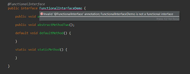 functional interface with Two abstract, default and static method