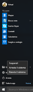 Windows 10 Riavvia il sistema