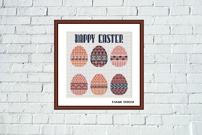 Happy Easter vintage colors cross stitch design