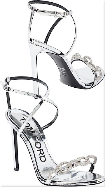 ♦Silver Tom Ford 105 chain-detail mirrored leather sandals #tomford #shoes #festive #brilliantluxury