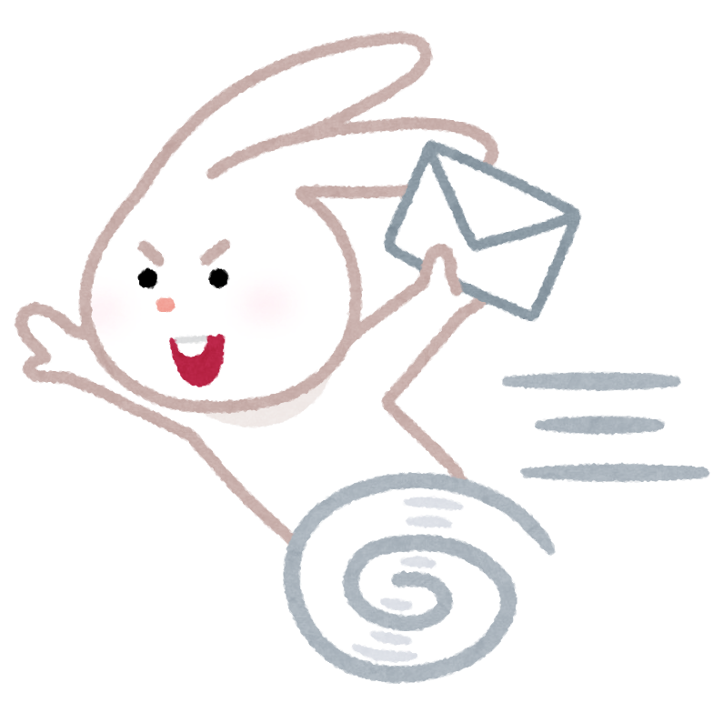 無料イラスト かわいいフリー素材集 足の早いウサギがメールを運ぶイラスト