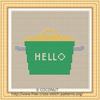 POT WITH LID, GREEN, FREE AND EASY PRINTABLE CROSS STITCH PATTERN