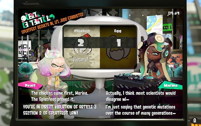 Splatoon 2 Splatfest law article 3 section 2 chicken came first before egg Pearl