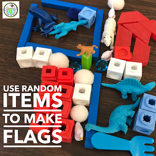 Use random items like Pom poms, play food and more to make flags