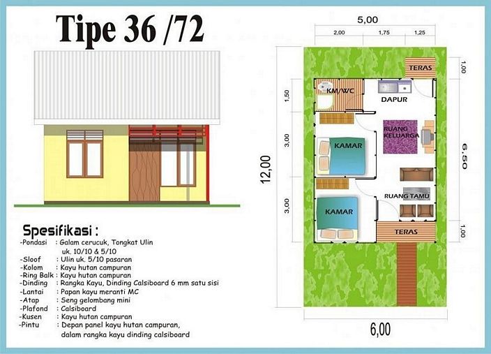 denah rumah minimalis type 36 yang unik