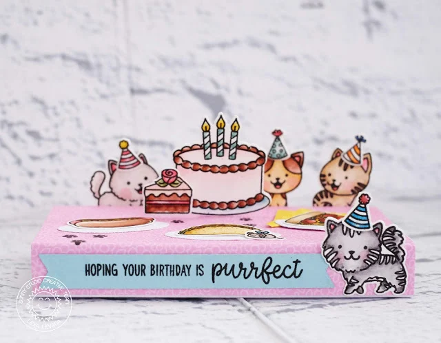 Sunny Studio Stamps: Make A Wish Purrfect Birthday Fast Food Fun Birthday Card by Lexa Levana