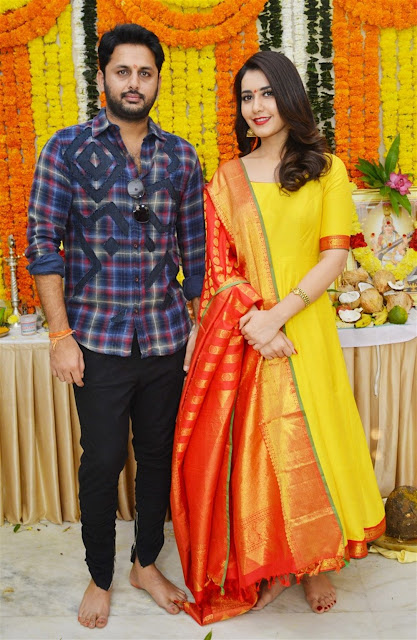 Nithin Raashi khanna Pic At Srinivasa Kalyanam Movie Opening Event