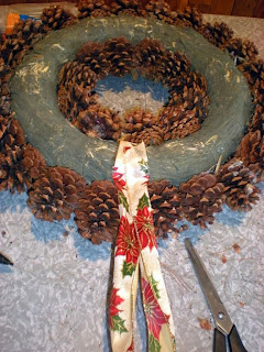 pinecone door wreath holiday DIY