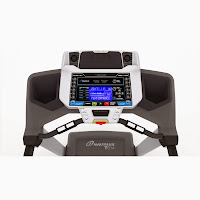 Nautilus T614's console with large 3" x 5" LCD screen, 2 user profiles, USB port, media shelf, speakers, cooling fan, dual water bottle holders