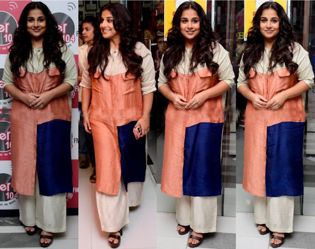  Vidya Balan in Blocked Kurta Paired with Palazzo Pants by Ezra