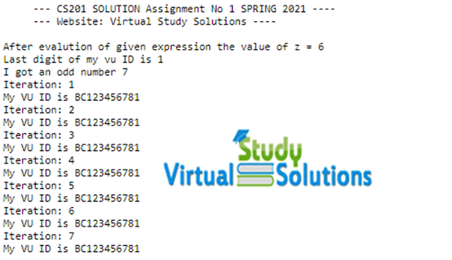 CS201 Assignment 1 Solution output Spring 2021