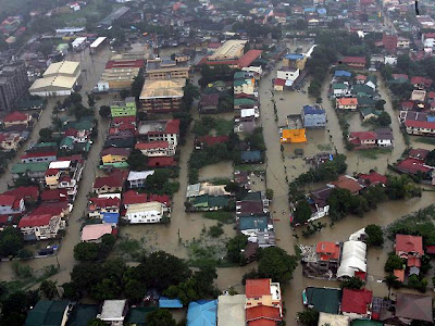 an aerial photo taken from a Philippine Air Force helicopter of Caloocan City