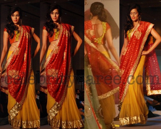 Greenish Yellow Lehenga Sarees