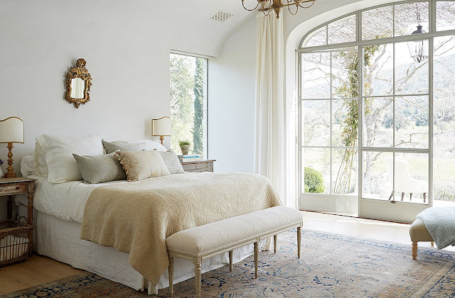 Patina Farm serene neutral master bedroom Steve and Brooke Giannetti