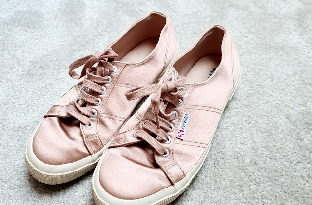 Superga pink satin trainers