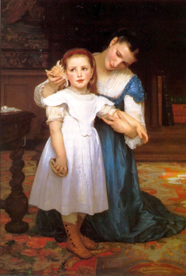 cute girl,mother,genre painting