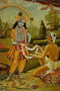 A Devotee Giving Garland to Lord Krishna