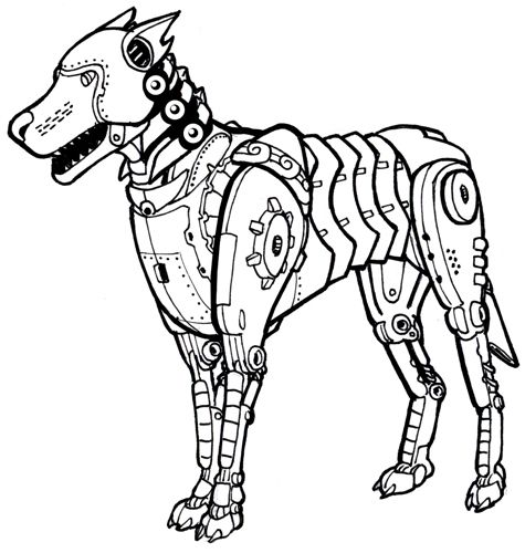 Robot dog coloring page with chopper