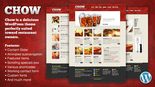 Chow - Restaurant Wordpress Theme Free Download by MojoThemes.