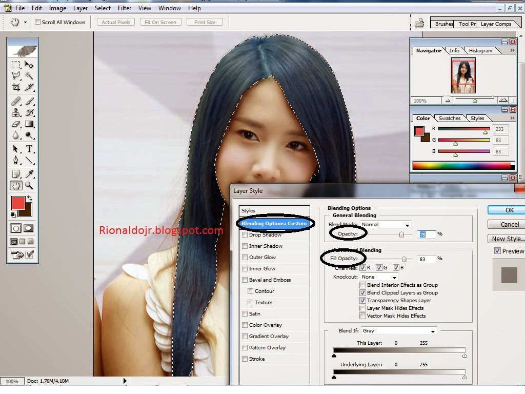 Tutorial photoshop manipulasi objek merubah warna rambut  