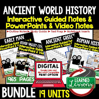 World History Guided Notes and PowerPoints, Middle and High School Activities, World History Curriculum