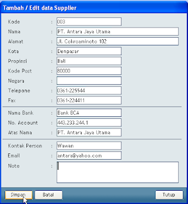 Input data supplier dan Sales IPOS 3