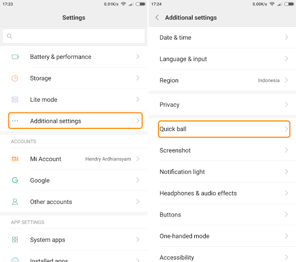  tersebut yaitu fitur bawaan ponsel Xiaomi  Teknik Mengaktifkan Quick Ball di Ponsel Xiaomi [Bola Pintas]