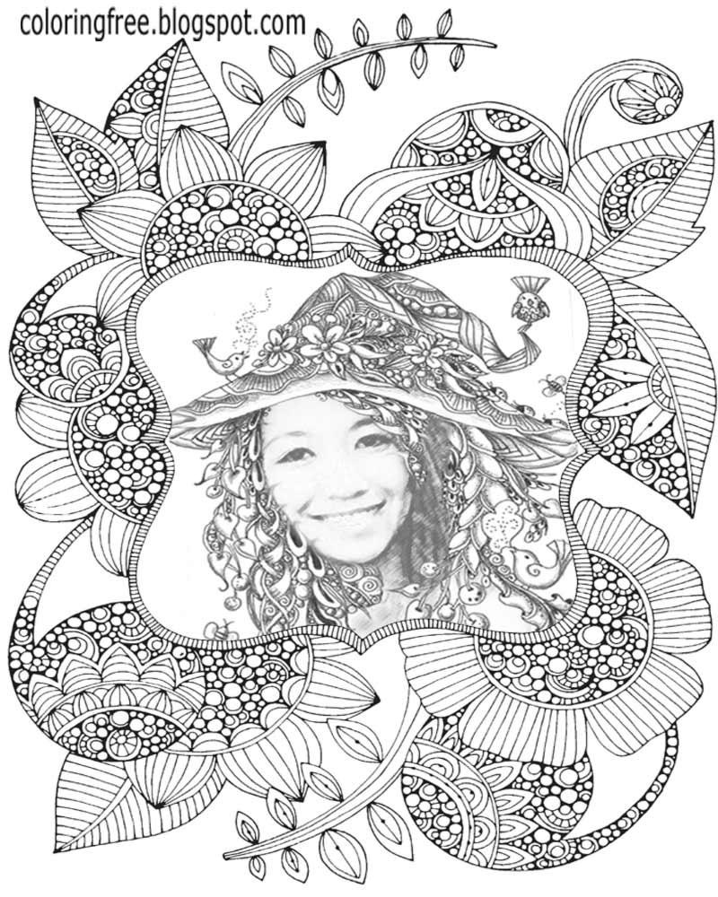 Flower printable mystical world drawing ideas beautiful girl Secret garden coloring pages for adults